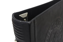 画像をギャラリービューアに読み込む, CHROME HEARTS クロムハーツ レザーアジェンダ バインダー CHプラス ホースシュー エンボス加工 ブラック シルバー925 良品 中古 4c069087