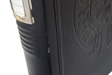 画像をギャラリービューアに読み込む, CHROME HEARTS クロムハーツ レザーアジェンダ バインダー CHプラス ホースシュー エンボス加工 ブラック シルバー925 良品 中古 4c069087