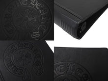 画像をギャラリービューアに読み込む, CHROME HEARTS クロムハーツ レザーアジェンダ バインダー CHプラス ホースシュー エンボス加工 ブラック シルバー925 良品 中古 4c069087