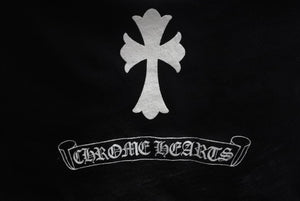 CHROME HEARTS クロムハーツ セメタリ― クロス プリント 半袖Ｔシャツ ブラック コットン サイズL 美品 中古 4c069091