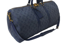 Load image into Gallery viewer, LOUIS VUITTON ルイヴィトン キーポル バンドリエール50 ボストンバッグ M44645 モノグラムデニム レザー ネイビー 美品 中古 4c069106