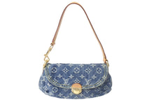 画像をギャラリービューアに読み込む, 極美品 LOUIS VUITTON ルイヴィトン ミニプリーティ ハンドバッグ M95050 モノグラムデニム レザー ブルー 中古 4c069164