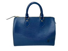 画像をギャラリービューアに読み込む, LOUIS VUITTON ルイヴィトン スピーディ25 M43015 ハンドバッグ ブルー ゴールド金具 エピレザー 美品 中古 4c069170