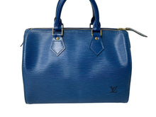 画像をギャラリービューアに読み込む, LOUIS VUITTON ルイヴィトン スピーディ25 M43015 ハンドバッグ ブルー ゴールド金具 エピレザー 美品 中古 4c069170