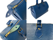 画像をギャラリービューアに読み込む, LOUIS VUITTON ルイヴィトン スピーディ25 M43015 ハンドバッグ ブルー ゴールド金具 エピレザー 美品 中古 4c069170