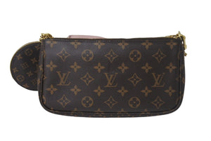 極美品 LOUIS VUITTON ルイヴィトン モノグラム ミュルティ ポシェットアクセソワール ショルダーバッグ ローズクレール M44840 ブラウン 中古 4c069180