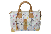 画像をギャラリービューアに読み込む, LOUIS VUITTON ルイヴィトン モノグラムマルチカラー スピーディ30 ハンドバッグ M92643 村上隆 ホワイト ゴールド金具 美品 中古 4c069188