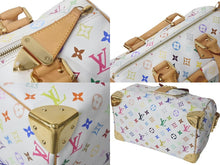 画像をギャラリービューアに読み込む, LOUIS VUITTON ルイヴィトン モノグラムマルチカラー スピーディ30 ハンドバッグ M92643 村上隆 ホワイト ゴールド金具 美品 中古 4c069188