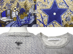 CHRISTIAN DIOR クリスチャン ディオール FANTAISIE TAROT LETOILE 17 総柄 Tシャツ サイズS 013T03WJ437 美品 中古 4c069215