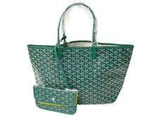 画像をギャラリービューアに読み込む, 新品未使用 GOYARD ゴヤール サンルイPM バッグ トートバッグ STLOUIPMLTY09CL09P PVC レザー ヘリンボーン グリーン 中古 4c069222