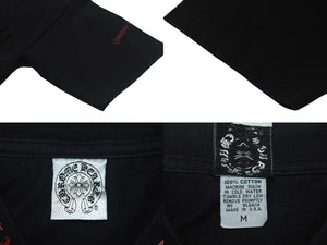 CHROME HEARTS クロムハーツ 半袖Ｔシャツ サイズM スクロールロゴ ダガー ネックロゴ プリント ブラック レッド ヴィンテージ 美品 中古 4c069223