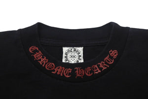 CHROME HEARTS クロムハーツ 半袖Ｔシャツ サイズM スクロールロゴ ダガー ネックロゴ プリント ブラック レッド ヴィンテージ 美品 中古 4c069223