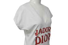 画像をギャラリービューアに読み込む, Christian Dior クリスチャンディオール J'ADORE ジャドール Vネック ノースリーブ 3H16155400 サイズ38 コットン ホワイト レッド 美品 中古 4c069232