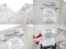 画像をギャラリービューアに読み込む, Christian Dior クリスチャンディオール J'ADORE ジャドール Vネック ノースリーブ 3H16155400 サイズ38 コットン ホワイト レッド 美品 中古 4c069232