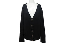 画像をギャラリービューアに読み込む, CHROME HEARTS クロムハーツ クロスパッチ カーディガン ブラック CHクロス カシミヤ カーフスキン サイズM 美品 中古 4c069238