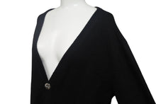 画像をギャラリービューアに読み込む, CHROME HEARTS クロムハーツ クロスパッチ カーディガン ブラック CHクロス カシミヤ カーフスキン サイズM 美品 中古 4c069238