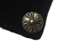 画像をギャラリービューアに読み込む, CHROME HEARTS クロムハーツ クロスパッチ カーディガン ブラック CHクロス カシミヤ カーフスキン サイズM 美品 中古 4c069238