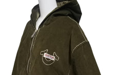 Load image into Gallery viewer, TRUE RELIGION トゥルーレリジョン コーデュロイフードジャケット サイズL オリーブ コットン 刺繍 美品 中古 4c069248