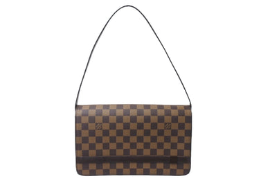 極美品 LOUIS VUITTON ルイヴィトン トライベッカ ショルダーバッグ N51160 ダミエエベヌ ブラウン ゴールド金具 中古 4c069261