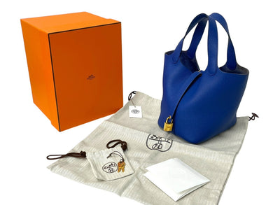 極美品 HERMES エルメス ピコタンロックPM Z刻印 18 トリヨンクレマンス ブルーロワイヤル ハンドバッグ 中古 4c069266