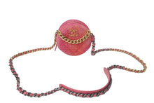 Load image into Gallery viewer, 極美品 CHANEL シャネル シャネル19 ラウンド チェーンショルダーバッグ 30番台 ツイード ピンク オレンジ ココマーク 中古 4c069269