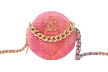 Load image into Gallery viewer, 極美品 CHANEL シャネル シャネル19 ラウンド チェーンショルダーバッグ 30番台 ツイード ピンク オレンジ ココマーク 中古 4c069269