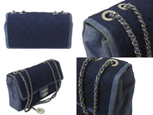 画像をギャラリービューアに読み込む, CHANEL シャネル マトラッセ26 Wチェーンショルダーバッグ メダリオン 20番台 ココマーク デニム ブルー シルバー金具 美品 中古 4c069290