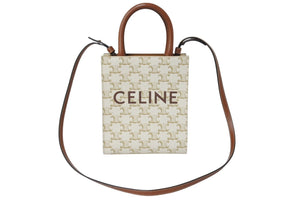 CELINE セリーヌ 2WAYショルダーバッグ ミニバーティカルカバ トリオンフ 194372BZK.04LU ホワイト ゴールド金具 美品 中古 4c069304