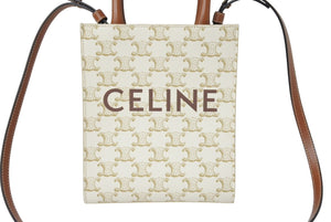 CELINE セリーヌ 2WAYショルダーバッグ ミニバーティカルカバ トリオンフ 194372BZK.04LU ホワイト ゴールド金具 美品 中古 4c069304