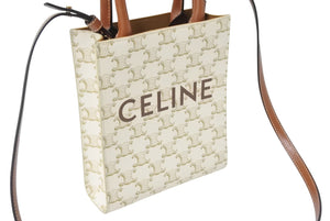 CELINE セリーヌ 2WAYショルダーバッグ ミニバーティカルカバ トリオンフ 194372BZK.04LU ホワイト ゴールド金具 美品 中古 4c069304