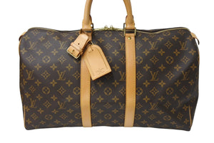 LOUIS VUITTON ルイヴィトン キーポル45 ボストンバッグ M41428 モノグラムキャンバス ブラウン ゴールド金具 美品 中古 4c069311