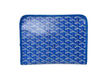 画像をギャラリービューアに読み込む, GOYARD ゴヤール ジュバンス MM ポーチ クラッチバッグ JOUVENMMLTY10CL10P ブルー PVC レザー シルバー金具 ヘリンボーン柄 美品 中古 4c069324