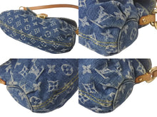 画像をギャラリービューアに読み込む, LOUIS VUITTON ルイ ヴィトン ミニプリーティ ワンショルダーバッグ M95050 モノグラムデニム レザー ブルー 美品 中古 4c069337