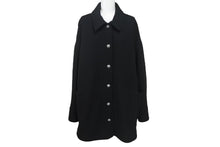 画像をギャラリービューアに読み込む, CHROME HEARTS クロムハーツ コート クロスボールボタン サイズL ブラック ウール シルバー925 美品 中古 4c069346