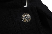 画像をギャラリービューアに読み込む, CHROME HEARTS クロムハーツ コート クロスボールボタン サイズL ブラック ウール シルバー925 美品 中古 4c069346