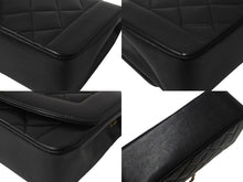 画像をギャラリービューアに読み込む, CHANEL シャネル ダイアナ22 マトラッセ チェーンショルダーバッグ ココマーク 2番台 ラムスキン ブラック ゴールド 美品 中古 4c069362