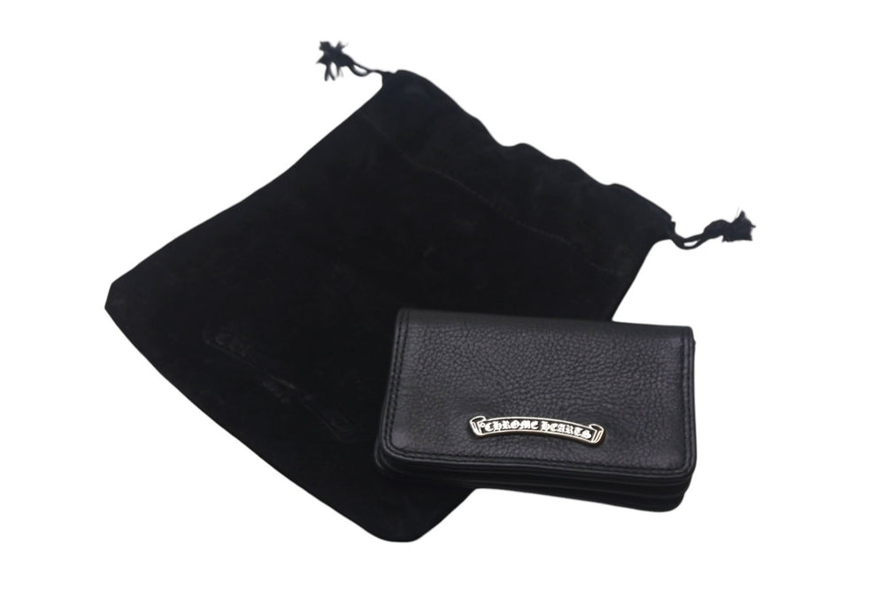 CHROME HEARTS CARD CASE Card Case Business Card Holder Leather Silver 925 Black Good Condition Used 4c069367