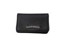 画像をギャラリービューアに読み込む, CHROME HEARTS クロムハーツ CARD CASE カードケース 名刺入れ レザーシルバー925 ブラック 美品 中古 4c070266