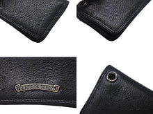 画像をギャラリービューアに読み込む, CHROME HEARTS クロムハーツ CARD CASE カードケース 名刺入れ レザーシルバー925 ブラック 美品 中古 4c069367