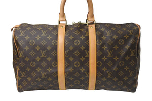 LOUIS VUITTON ルイヴィトン キーポル45 ボストンバッグ M41428 モノグラムキャンバス ブラウン ゴールド金具 美品 中古 4c069383