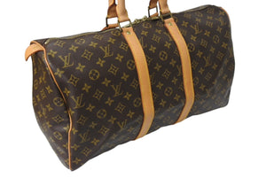 LOUIS VUITTON ルイヴィトン キーポル45 ボストンバッグ M41428 モノグラムキャンバス ブラウン ゴールド金具 美品 中古 4c069383