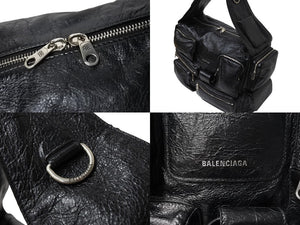 極美品 BALENCIAGA バレンシアガ SUPER BUSY ラージ スリングバッグ ブラック 702168210C81000 中古 4c069418