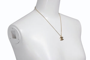 極美品 CHANEL シャネル ココマーク ブラック ラインストーン ネックレス 7g 01A メタル ゴールド ロゴ アクセサリー 中古 4c069442