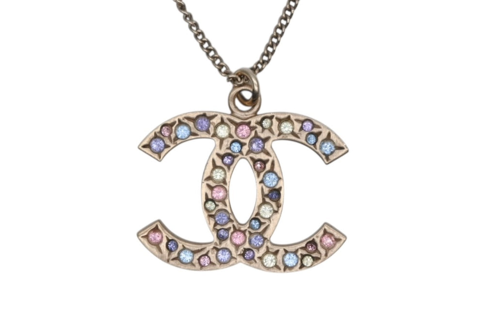 CHANEL Cocomark Stone Necklace Weight approx. 13.1g Metal Multicolor Gold Good Condition Used 4c069452