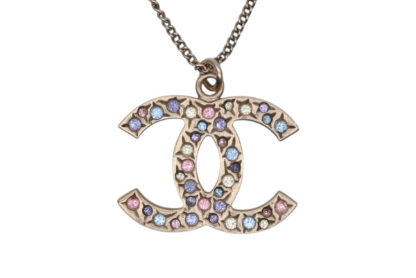CHANEL シャネル ココマーク ストーン ネックレス 重量約13.1g メタル マルチカラー ゴールド 美品 中古 4c069452
