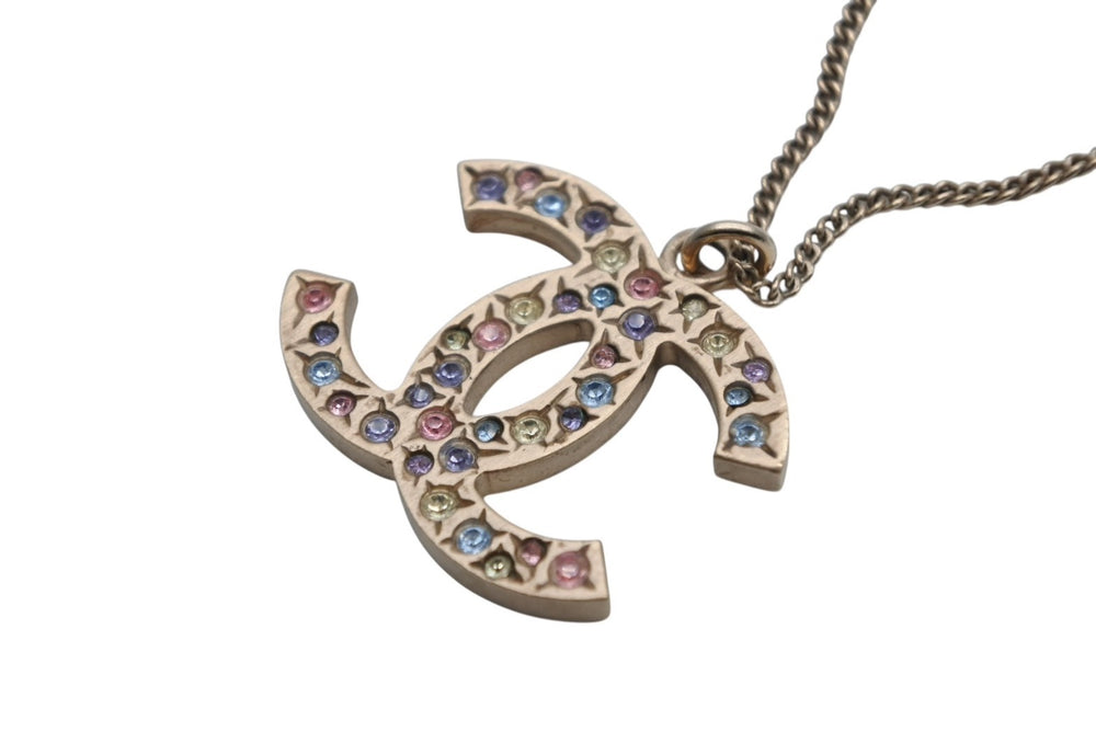 CHANEL Cocomark Stone Necklace Weight approx. 13.1g Metal Multicolor Gold Good Condition Used 4c069452
