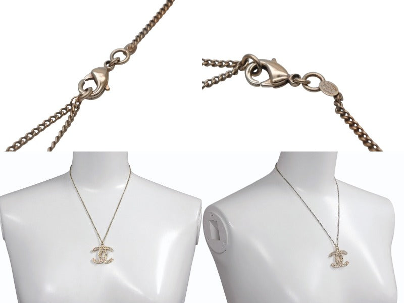 CHANEL Cocomark Stone Necklace Weight approx. 13.1g Metal Multicolor Gold Good Condition Used 4c069452