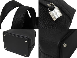 New and unused HERMES Handbag Picotan Lock PM Black Taurillon Clemence W engraved Silver hardware Used 4c069477