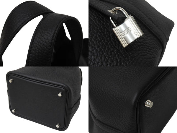 New and unused HERMES Handbag Picotan Lock PM Black Taurillon Clemence W engraved Silver hardware Used 4c069477