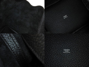 New and unused HERMES Handbag Picotan Lock PM Black Taurillon Clemence W engraved Silver hardware Used 4c069477